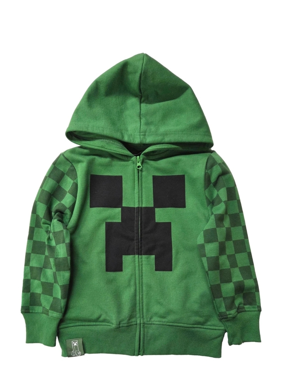 Boys Minecraft Creeper Full Zip Front Hooded Long Sleeve Sweatshirt